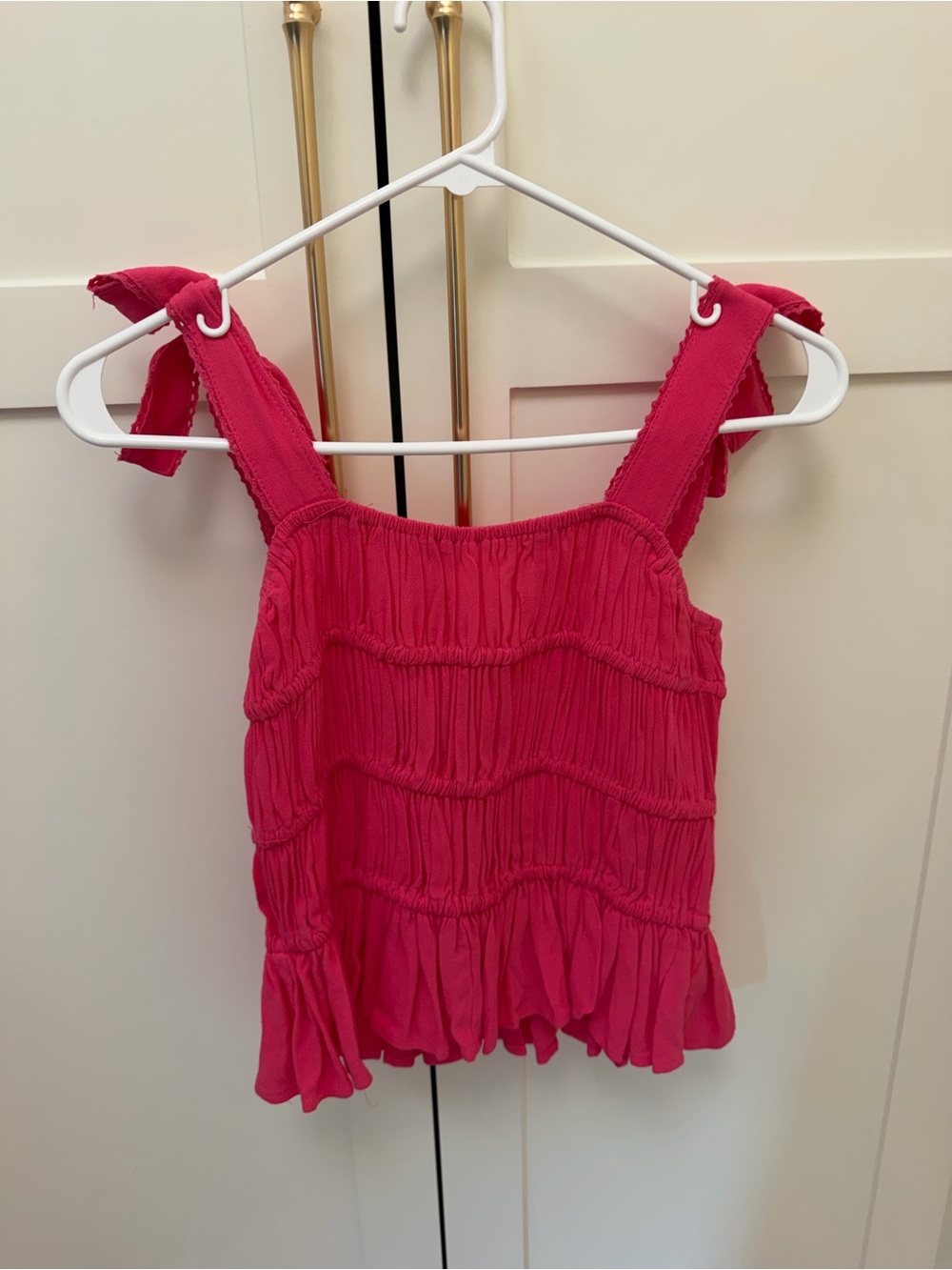 Chelsea & Violet Hot Pink Smocked Ruffle Tank